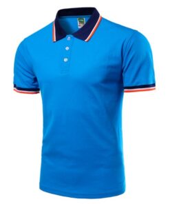 Men Polo Shirt Short Sleeve Blue