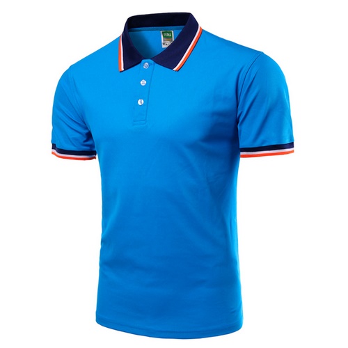 Men Polo Shirt Short Sleeve Blue
