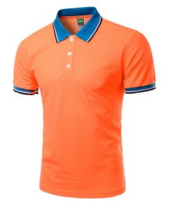 Men Polo Shirt Short Sleeve Orange