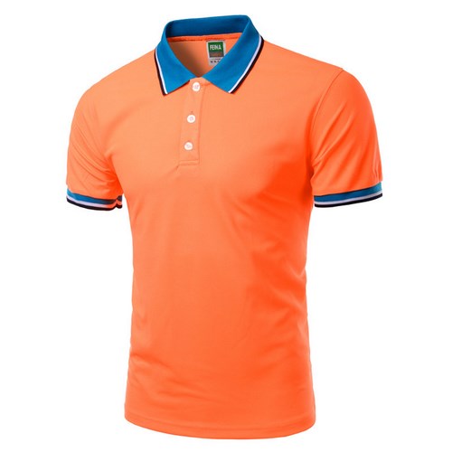 Men Polo Shirt Short Sleeve Orange
