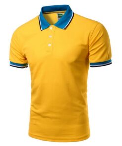 Men Polo Shirt Short Sleeve Yellow