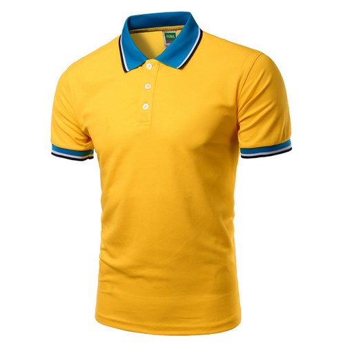 Men Polo Shirt Short Sleeve Yellow